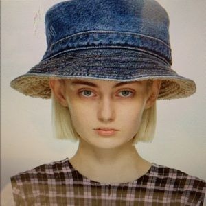 Ganni Denim & Sherpa Reversible Hat